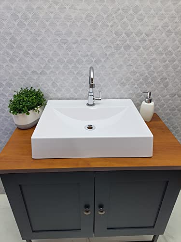 Cuba Pia Banheiro De Sobrepor/apoio Begônia Branca 50x40cm Luxo Casa Laura Decor