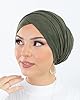 Lamis Hijab Turban à Enfiler en Daim pour Femme Musulmane voilée (Vert Foncé) #1