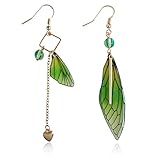 Unique Asymmetry Big Monarch Colorful Butterfly Wing Drop Dangle Earrings Crystal Dragonfly Wing...
