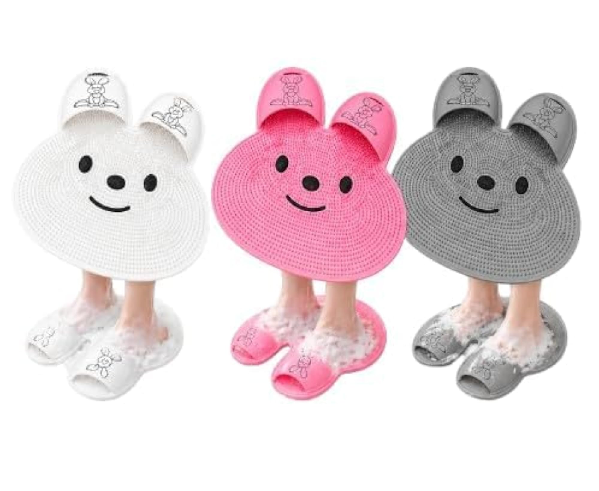 Extra-Large Shower Foot Scrubber Mat, Rabbit-Shaped
