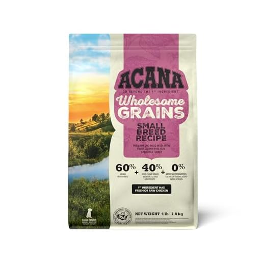 ACANA Wholesome Grains Dry Dog Food Small Breed Recipe Real Chicken Eggs and Turkey 4lb Bag