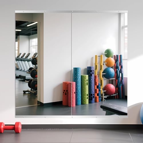 Image of Ruomeng Home Gym Mirror, 55''x30''x2PCS Full Length, Large Frameless Body Mirror Tempered Glass for Gym, Workout, Yoga, Garage, Dance Studio