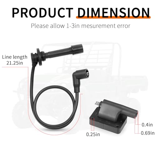 Image of 6Pcs Ignition Coil and Spark Plug Wire for Kawasaki KAF820 KAT820 | Mule PRO-FX PRO-FXR PRO-FXT 2015-2023 21150-0013 21121-0724