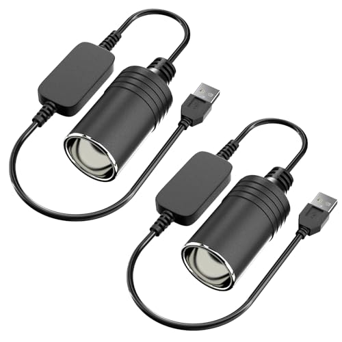 USB to Cigarette Lighter Adapter, 10W USB Male to 12V Cigarette Lighter Socket Cable, for Dash Cam, Radar Detector, Car Fan, Electronic GPS, Led Light