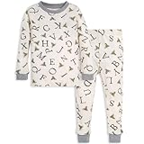Burt's Bees Baby baby boys Pajamas, Tee Pant 2-piece Pj Set, 100% Organic Cotton and Toddler Pajama Bottoms, Eggshell A-bee-c, 3T US