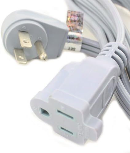 Wideskall® Heavy Duty Appliance 3 Prong Angle Plug UL Listed Indoor Extension Cord (Grey) (12 Feet)