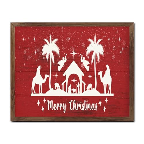 Panneau mural Jésus en bois antique décor de Noël rétro 40x50 cm - 2