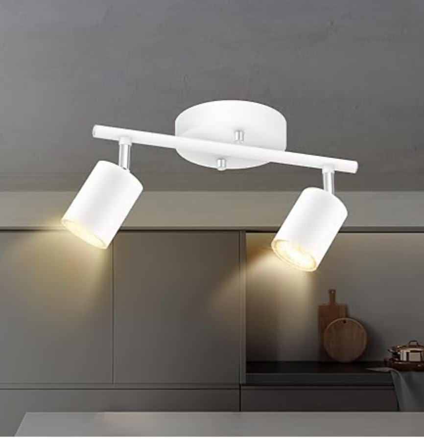 sylight Retro Beyaz Metal 2'li Led spot Tavan Plofyoner 180 Derece Hareketli beyaz Ampullü