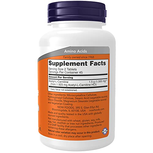 Now Supplements, Acetyl-L-Carnitine 750 Mg, Amino Acid, Brain And Nerve Cell Function*, 90 Tablets #TOP1