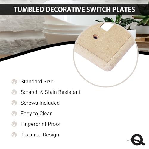 Questech Light Switch Covers, Triple Rocker Wall Plates for Electrical Outlets, 3-Gang Triple Decorator GFCI Switch Plates Standard Size, Decorative Tumbled Texture, Travertine - Thumbnail 3