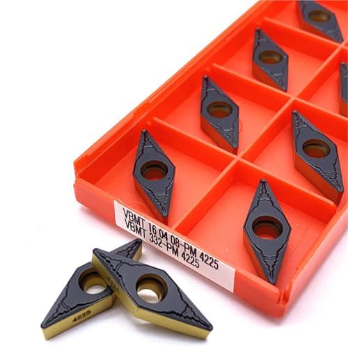 10 Uds VBMT160404 PM 4225 VBMT160408 PM 4225 insertos de torneado de carburo, herramienta de torneado de Metal herramienta de torneado de torno CNC(VBMT160404 PM 4225)