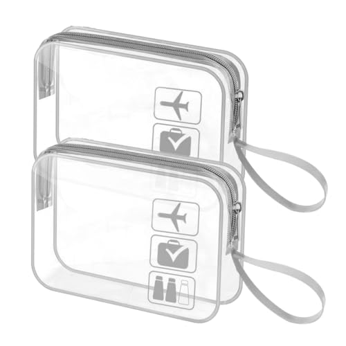 Neceser de Aseo Transparente,2 Piezas,Neceser Viaje,Neceser de Plastico,Bolsa de Baño, Bolsa Maquillaje,Kit de Viaje para Avión,para Mujeres y Hombres