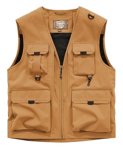 OlyljpinZ Chaleco de pesca para hombre, con múltiples bolsillos, para ocio, trabajo, safari, viajes, sin mangas, para caza, senderismo, fotografía, malla superior, secado rápido, ligero, para