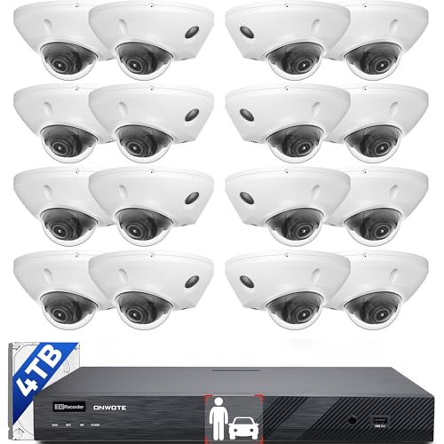 Image of ONWOTE 12MP NVR 16 Channel Security Camera System, 16x 5MP 30FPS Vandal Proof Outdoor PoE IP Cameras, Smart AI Color Night, 16CH 6K 4K Commercial NVR 4TB, 16x Cables(Total 1280ft), CCTV for Business