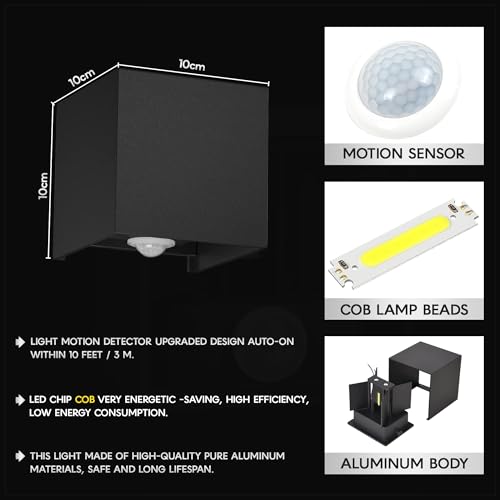 LEDSone LED Wall Lights Outdoor Up Down Wall Lamp Wall Wash Light Modern Wall Sconce IP54 Lighting Black 10W Aluminum Wall Wash Light for Living Room Bedroom Hallway Corridor Stairs - Image 3