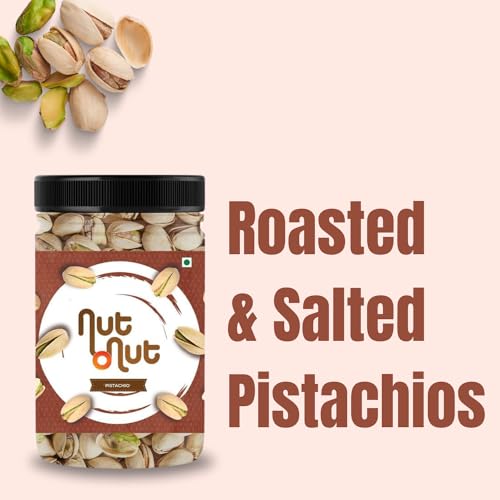 Image of Nut O Nut Dry Fruits American California Roasted & Salted Jumbo Pistachios (Pista) 500gm Jar | Super Crunchy & Delicious Healthy Snack | Immunity Booster | Healthy Snack Option (250 g x 2)