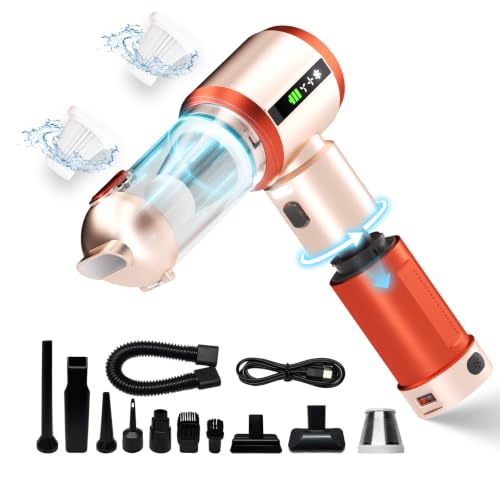 Image of Cordless Handheld Car Vacuum Cleaner 22000PA with Removable Battery | Portable Mini Hand Vacuum, Washable HEPA Filter, LED Light, One Touch Dust Emptying, Gift Kit for Car Home Desk Keyboard
