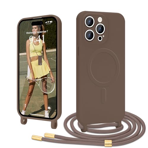 Ethanger Handyband für iPhone 15 Pro Hülle mit Band, Braun