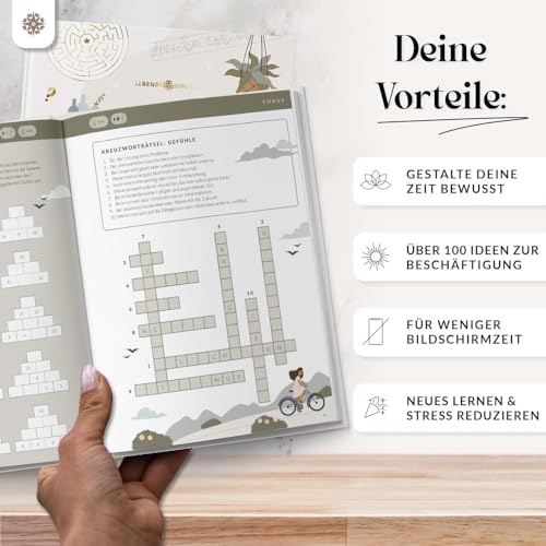 Lebenskompass® Beschäftigungsbuch – 100 kreative Beschäftigungen für weniger Screentime & mehr Me-Time – Inspirationen, Rätsel & Challenges - Offline-Buch