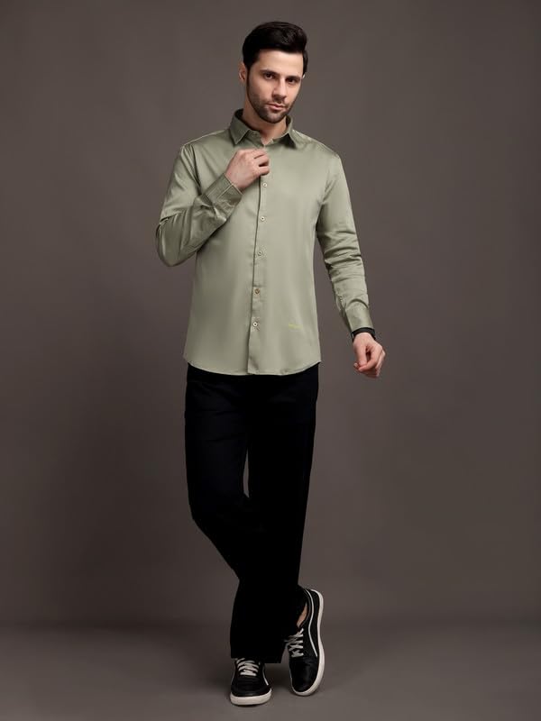 Image of The Stripp & Co Men's Full Sleeve Cotton Solid Shirt | Regular Fit Casual | Soft & Breathable Fabric | Button-Down Collared Formal,& Office Wear | Everyday Shirt | Sizes M to 2XL