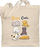 Baumwolltasche - Sprüche Statement - Yoga Cats - Unisize - Naturweiß - katzenbeutel cat katz beutel katzenfan geschenke katzen yogakatze stoffbeutel katzenmotive geschenk katze katzenyoga - WM101