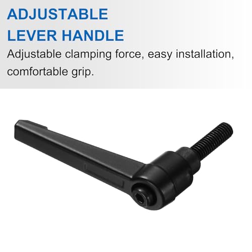Image of uxcell 16pcs Lever Adjustable Handles M6 x 20mm Metric Male Thread, Level Clamping Handle Hand Stud Knobs Rotating Screw Handles Bolts with Locking Lever, Black