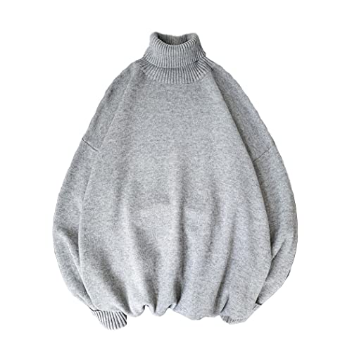 Pull surdimensionné col roulé gris clair XL style Harajuku tendance coréenne pour homme