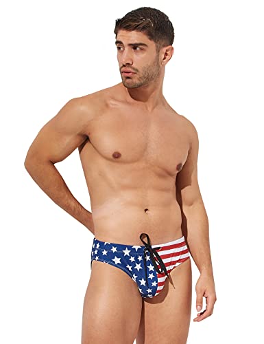 F plus R Mens USA Flag Stars Low Rise Swimwear Bikini Briefs Beach Swimsuit4