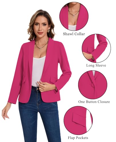 MINTLIMIT Women's Long Sleeve Work Casual Blazer Shawl Lapel Button Open Front Blazers Business Suit Jackets with Pockets4