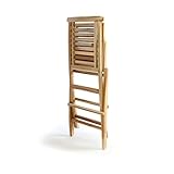Divero 2er Set Natur Klappstuhl Hantown Teak Holz Gartenstuhl massiv klappbar, grau - 5