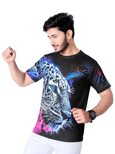 Image of Vintage Animal T Shirt for Men 3D Fierce Leopard Print T Shirt /Summer Short Sleeve Holiday T-Shirts Loose Clothing O-Neck Pullover /Cheetah Printed Attractive T Shirt