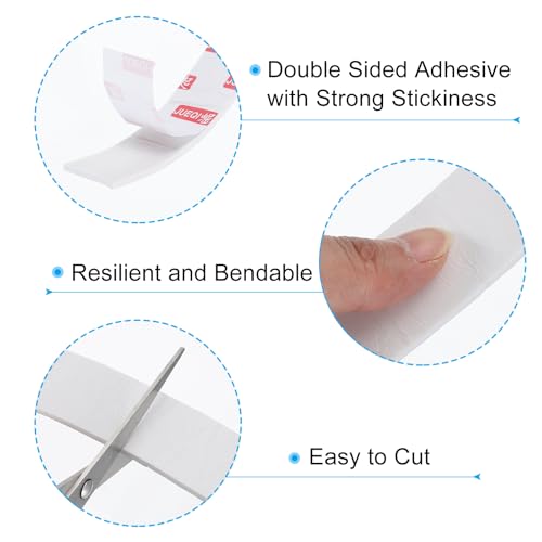 PATIKIL 5/8W x 1/8T x 16.4Ft Doppelseitiges Schaumstoffband, EVA Mehrzweck Selbstklebendes Wetter-Schwamm-Dichtungsband für Heimdekoration, Kartengestaltung DIY-Projekt, Weiß