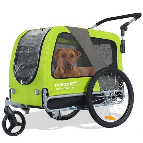 DOGGYHUT® Premium Large 2 in 1 Hunde fahrradanhänger & Hundebuggy Jogger Hundeanhänger groß ca. 270 Liter Volumen für mittelgroße und große Hunde bis 35 kg
