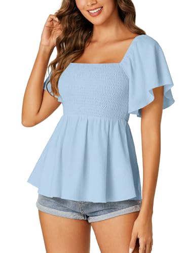 Image of LYANER Women's Square Neck Cute Peplum Top