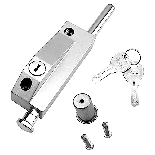 Swiixxer Turnstile Lock for Window Glass Patio Doors Silver Auxiliary Security Lock Glass Door Lock Mortise Lock