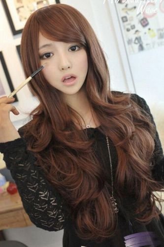 MONOTELE Women's Fashion 70cm 28 inch New Sexy Long Wavy Curly Hair Cosplay Costume Party Full Wig/Wigs (style 2 light brown)