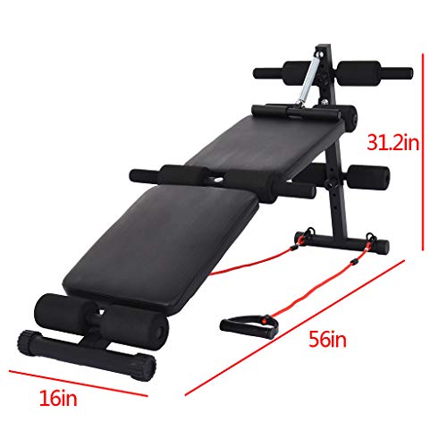 Multi-Workout Bench, Adjustable Foldable Bench, Weightlifting Strength Training Sit Up Bench Folding Supine Board, Incline Abs Bench for Full Body Exercise Bench (From US. 450Lbs, 56 x 31 x 16 Inches)