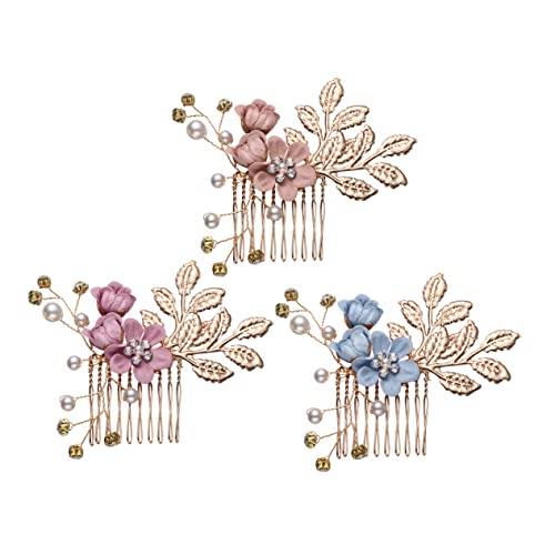 FRCOLOR 3pcs Hair Accessories Wedding Guest Hair Vine Pearl Floral Headband Rhinestone Comb for Bride Tray