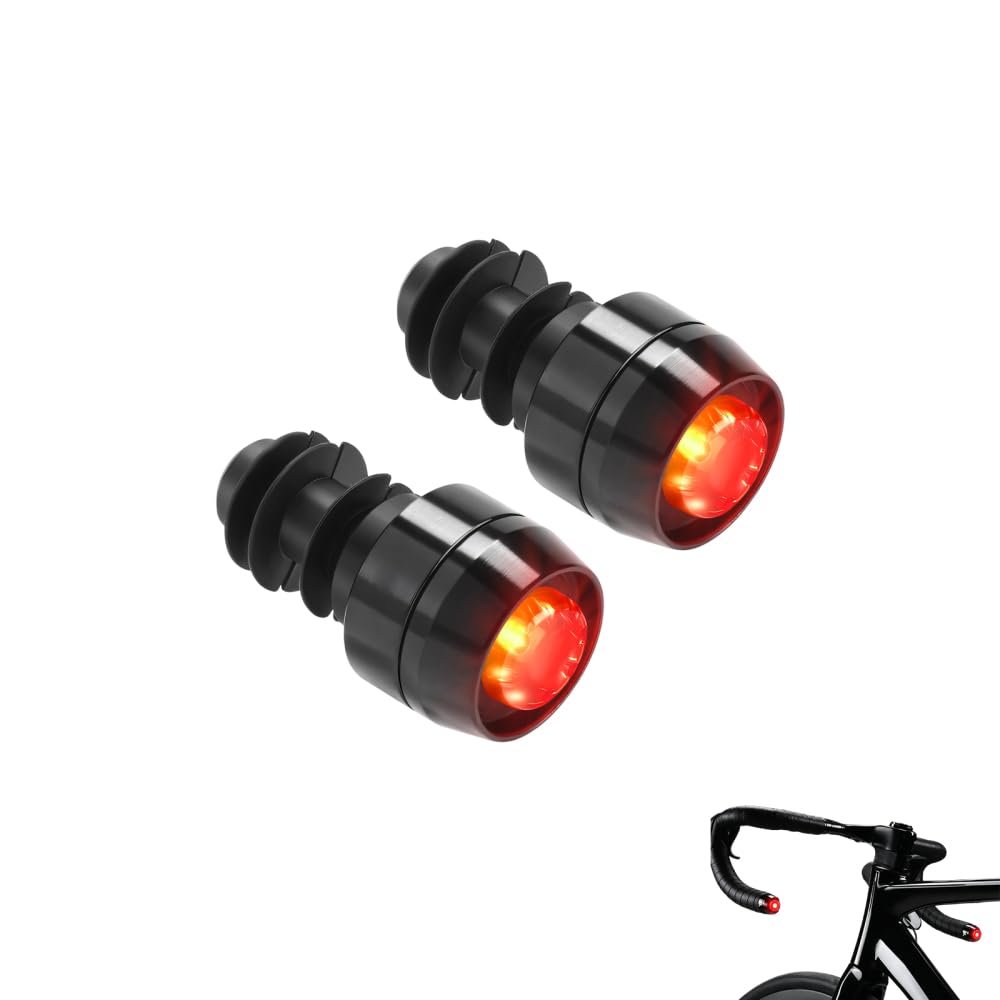 LED Handlebar Plug Light, 2PCS Waterproof Cycling Bar End Lamps with 3 Warning Modes for Mountain Road Bike, Night Riding