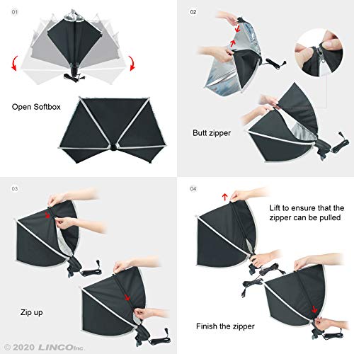 Image of LINCO Lincostore Studio Lighting Photography Light Equipment Continuous Photo Softbox Kit 20x28 Inch with 2 Professional Portrait Bulb for Filming Video AM269