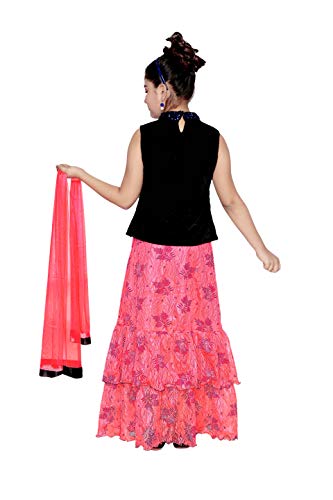Image of ZOOBA Girl's Banarasi Silk with Jaal Readymade Lehenga Choli with Dupatta (SSG0095 Red 5 Years-6 Years)