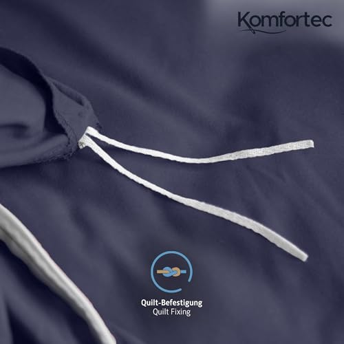 Komfortec Juego de Ropa de Cama de 135 x 200 cm con 1 Funda de Almohada de 80 x 80 cm, de Microfibra cepillada, Color Azul Oscuro - imagen 5