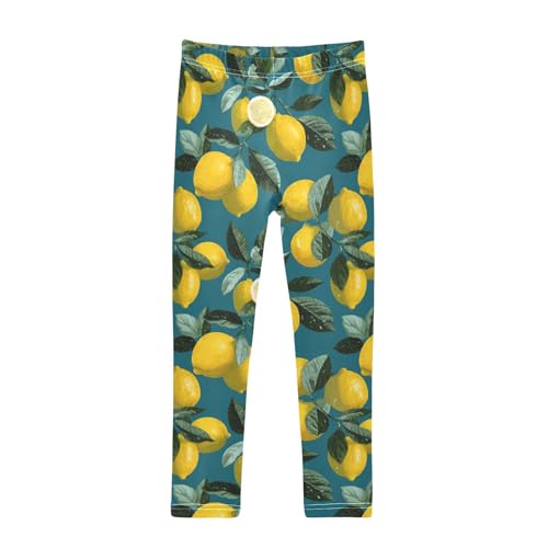 Girls Leggings Lemons Leaves Soft Toddler Leggings for Girls Kids Pants Size 4T-10T