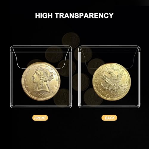 50 fundas para monedas 2.2 x 2.2 pulgadas plástico transparente miniatura 6