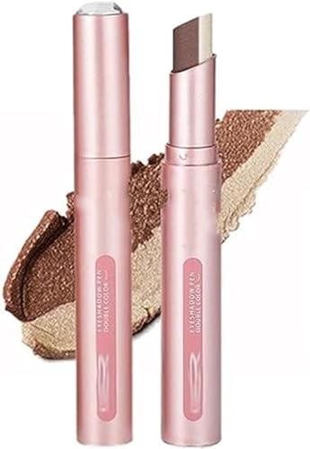 Qklovni Barra de sombra de ojos en crema 2 en 1, barra de sombra de ojos, barra de sombra de ojos de doble color, barra de sombra de ojos impermeable, barra de sombra de ojos de larga duración (#2)