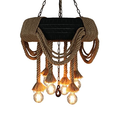 Plafonnier corde de chanvre vintage et pneu retro pour deco de loft