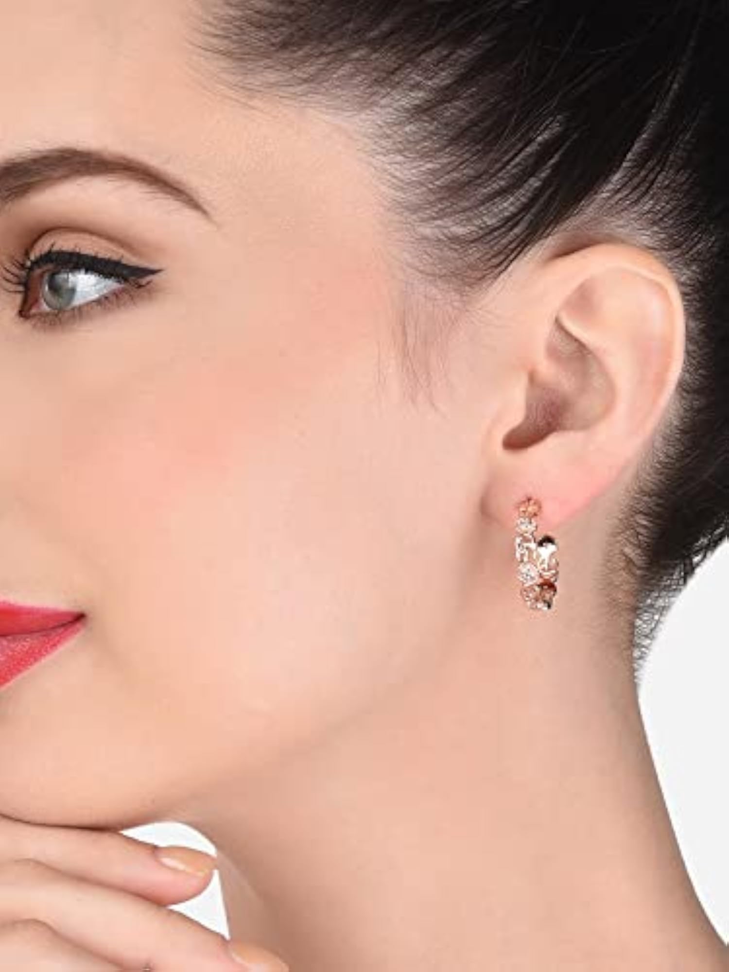 Contemporary CZ Semi Hoop Earrings For Women