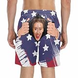 YDQHLQW Custom Men's Swim Trunks with Faces，Custom Swim Trunks Tropical Floral Personalized Board Shorts with USA Flag