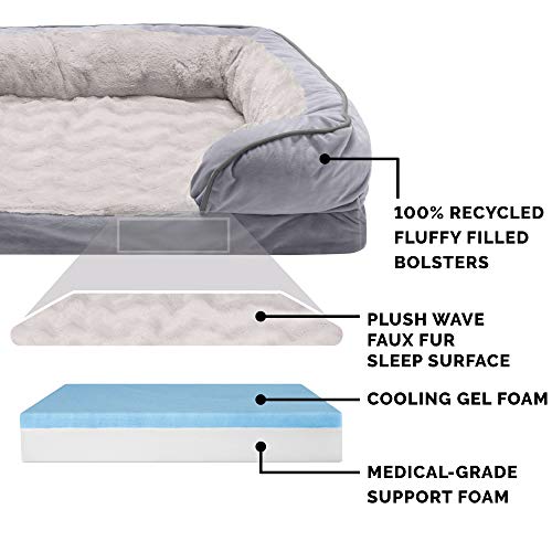 Furhaven Xxl Cooling Gel Foam Dog Bed Perfect Comfort Plush & Velvet Waves Sofa-Style W/ Removable Washable Cover - Granite Gray, Jumbo Plus (Xx-Large) #TOP2