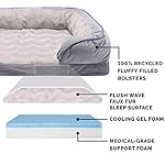 Furhaven Cooling Gel Dog Bed for Large Dogs w/ Removable Bolsters & Washable Cover, For Dogs Up to 95 lbs - Plush & Velvet Waves Perfect Comfort Sofa - Granite Gray, Jumbo/XL, 40.0"L x 32.0"W x 9.5"Th - Image 5